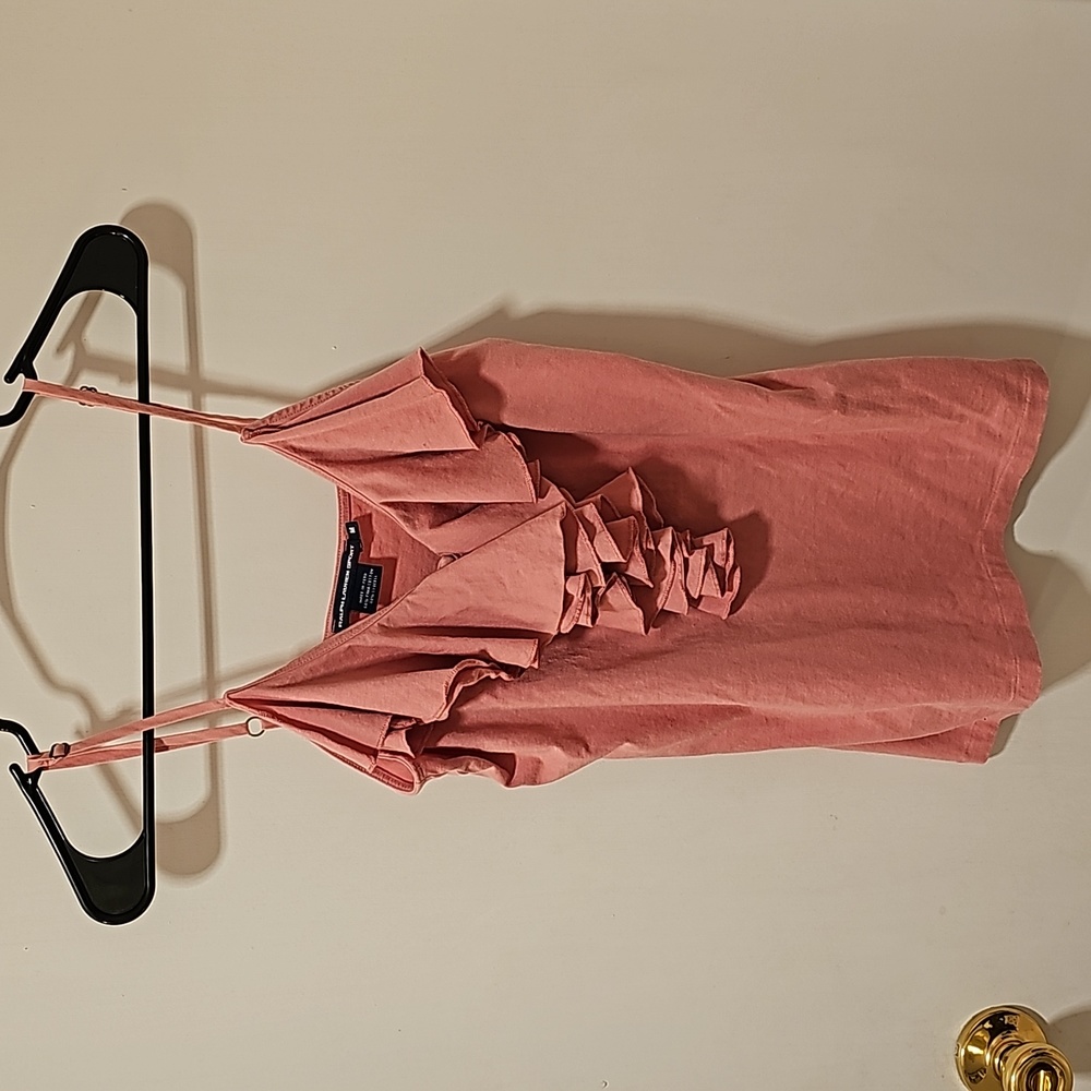 Ralph Lauren Sport Adjustable Spaghetti Strap Ruffle Top
